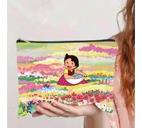 Shein 1 pieza Bolsa de maquillaje y estuche de lápices de viaje de alta calidad con diseño impreso de Heidi, diseño retro de niña, de poliéster con cremalle