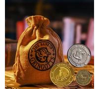 Shein 1 PIEZA Bolsa de monedas con moneda oficial de Harry Potter con Galeón de oro, Sickle de plata y Knut de bronce del Banco Gringotts, artículos conmemo
