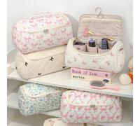 Shein 1 pieza Bolsa de tocador acolchada de espuma para viaje con gancho, bolsa de almacenamiento con múltiples bolsillos para secador de pelo, bolsa protec