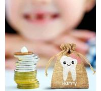 Shein 1 pieza Bolsa personalizada para el Ratoncito Pérez con el nombre del niño, bolsa de tela con cordón personalizada, regalo de recuerdo para perder los