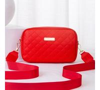 Shein 1 pieza Bolso bandolera cuadrado pequeño para mujer acolchado a cuadros rojos con relieve, bolso de hombro versátil de moda con decoración de metal do