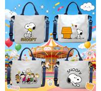 Shein 1 pieza Bolso bandolera de lona con tema de Snoopy, con correa de lona ajustable y hebilla de metal negro, práctico y decorativo para salidas diarias