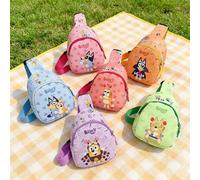 Shein 1 pieza Bolso bandolera mini con estampado de la familia de perros de dibujos animados Bluey Blue Heeler, mochila ligera cruzada para el hombro, bolso