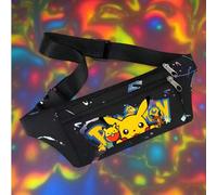 Shein 1 pieza Bolso bandolera/riñonera de mujer con estampado de Pikachu y amigos, mochila ligera de anime en rosa y negro, bolso de viaje diario