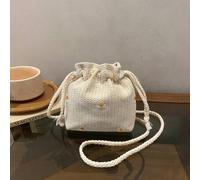 Shein 1 pieza Bolso de cubo con cordón bordado con margaritas de vacaciones, bolso cruzado tejido, bolso ligero para el hombro, mini bolso de playa - Ideal