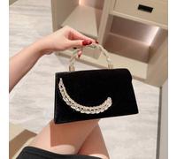 Shein 1 pieza Bolso de embrague con solapa decorado con cristales brillantes y plumas, bolso de mano de noche lujoso con diamantes para fiestas formales/bod