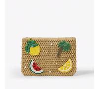 Shein 1 pieza Bolso de embrague decorativo con cuentas de frutas, árboles de coco y perlas, de estilo de playa colorido y sencillo para mujer, adecuado para