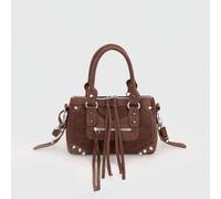 Shein 1 pieza Bolso de estilo retro y punk Y2K de lujo tranquilo con diseño de cremallera, correa de hombro ajustable de doble asa, decoración de remaches i