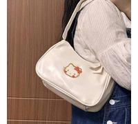 Shein 1 pieza Bolso de hombro blanco de Hello Kitty con licencia oficial, bolso pequeño minimalista para usar debajo del brazo para uso diario, bolso de hom