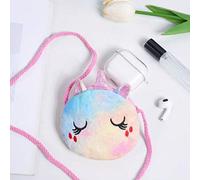 Shein 1 pieza Bolso de hombro portátil de tela de peluche de colores aleatorios con diseño de cara de gato linda, esencial para guardar lápiz labial y cable