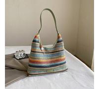 Shein 1 pieza Bolso de lona a rayas de colores nuevos de verano, bolso cruzado casual de moda o bolso de mano adecuado para mujeres en la playa, viajes, com