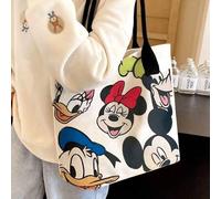 Shein 1 pieza, bolso de lona con asa de hombro, bolsa de cosméticos, monedero con diseño de personajes de dibujos animados y Disney como Mickey Mouse y Minn