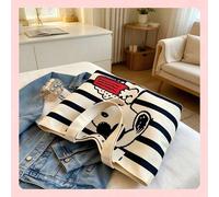 Shein 1 pieza Bolso de lona grande con capacidad de Snoopy, bolso de mano multifuncional de dibujos animados, espacioso y de moda, adecuado para compras, es