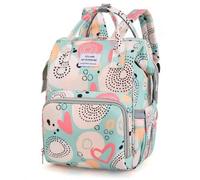 Shein 1 pieza Bolso de mamá con decoración impresa en forma de corazón numérico, bolsillo separador de botellas de nailon para seco y húmedo, cierre con cre