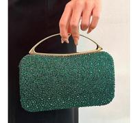 Shein 1 pieza Bolso de mano de lujo para dama con lentejuelas de color verde esmeralda y strass, elegante para fiestas, bodas, ocasiones formales, bolso de