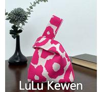 Shein 1 pieza Bolso de mano mini de mujer con patrón floral de ganchillo, bolso de bolsillo de ganchillo tejido transpirable, ligero y plegable, adecuado pa
