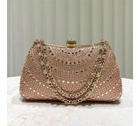 Shein 1 pieza Bolso de mano tipo caja con brillo de champán, lujo con rhinestones, elegante y femenino, adecuado para eventos formales como bodas, fiestas,