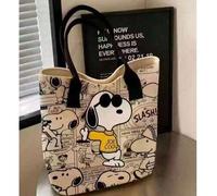 Shein 1 pieza Bolso de mano tipo tote de Princesa Snoopy - Un bolso de lona grande y duradero con mochila de lazo rosa y patrón de corazón. Perfecto para ev