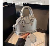 Shein 1 pieza Bolso de mujer con cadena de remache decorativa de material PU plateado, de estilo punk Y2K, Bolso bandolera pequeño de estilo Crossbody, Adec