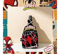 Shein 1 pieza Bolso de pecho con patrón de Spider-Man con licencia oficial de Marvel, correa ajustable, bolso bandolera con cierre de cremallera, bolsa lige