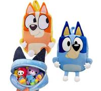 Shein 1 Pieza Bolso de peluche Bluey Kawaii, bolso de almacenamiento lindo de Bingo para juguetes, accesorios decorativos, de gran capacidad (Algunas partes