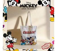 Shein 1 pieza Bolso de tela con estampado de Mickey y sus amigos con licencia oficial, Bolso bandolera de Mickey Mouse de lona, Bolso de hombro de lona para