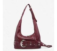 Shein 1 pieza Bolso de tela tipo tote de gran tamaño con múltiples correas y decoración metálica, de estilo vintage, callejero, motero, estilo tierra baldía