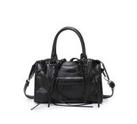 Shein 1 Pieza Bolso tipo tote de estilo retro, punk y Y2K, con cremallera y decoración de borlas, cremallera de metal remacha, manijas dobles, correa de hom