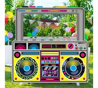 Shein 1 pieza Boombox con forma de radio como accesorio fotográfico, decoración para fiesta de los 90, marco de tela con forma de boombox de radio para self