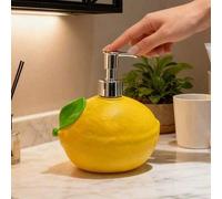Shein 1 pieza Botella con bomba con forma de limón creativa, adecuada para rellenar champú, gel de baño, jabón de manos en el baño, decoración del hogar, re