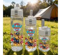 Shein 1 pieza Botella de agua a prueba de fugas con tapa abatible de Paw Patrol, de plástico ligero y duradero con diseño de dibujos animados lindos, adecua