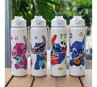 Shein 1 pieza Botella de agua de 750ml/26oz con diseño de los personajes de dibujos animados Stitch y Lilo - Reutilizable, taza de viaje a prueba de fugas c