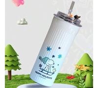 Shein 1 pieza Botella de agua de acero inoxidable 316 con aislamiento al vacío de 500ml Snoopy, portátil con pajita, para uso en exteriores/automóvil, de al