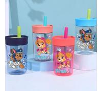Shein 1 pieza Botella de agua de plástico con pajita de 12 onzas con diseño de Paw Patrol, a prueba de fugas y resistente al calor, taza de viaje portátil,