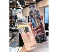 Shein 1 pieza Botella de agua de plástico portátil de gran capacidad con apariencia hermosa para mujeres, botella agitadora, botella de jugo de vidrio, bote