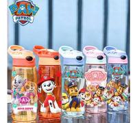Shein 1 pieza Botella de agua para niños con diseño de dibujos animados de Paw Patrol, de 20 onzas con asa y pajita de silicona, tapa a prueba de fugas, 4 c