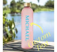 Shein 1 pieza Botella de agua personalizada con texto/nombre, Vaso de acero inoxidable de moda de 1000ml, Blanco de PC con escala de tiempo, Taza de viaje p