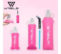 Shein 1 pieza Botella de agua plegable de 150ml/250ml/500ml, botella de agua portátil de silicona con válvula de mordida para acampar, senderismo, maratón y