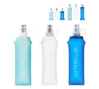 Shein 1 pieza Botella de agua plegable de 150ml/250ml/500ml, color rosa, adecuada para senderismo, correr, maratón, camping, con boquilla de silicona, liger