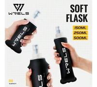 Shein 1 pieza Botella de agua plegable portátil de 150ml/250ml/500ml, con boquilla de silicona, ligera para ciclismo, running, maratón, senderismo y deporte