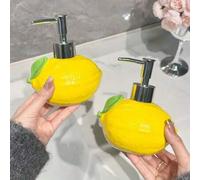 Shein 1 pieza Botella de cerámica con forma de limón de 300ml - Dispensador recargable con bomba para jabón, champú y detergente, libre de ftalatos, ideal p