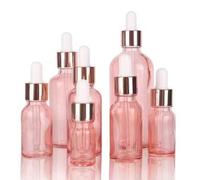 Shein 1 pieza Botella de gotero de vidrio con tapa de color oro rosa, dispensador de aceites esenciales, botella de gotero, set de contenedor de viaje cosmé