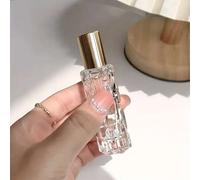 Shein 1 pieza Botella de pulverización de cristal transparente vacía de 10ml con rociador de niebla fina recargable, tapa, para cosméticos, fragancias, arom