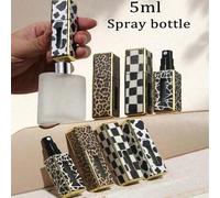 Shein 1 pieza Botella de recarga de perfume cuadrada de 5ml con estampado de leopardo, botella de perfume recargable portátil con patrón de leopardo y flora