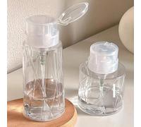 Shein 1 pieza Botella transparente rellenable con bomba y cierre para quitaesmalte, apta para manicura