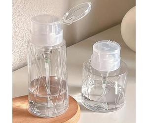 Shein 1 pieza Botella transparente rellenable con bomba y cierre para quitaesmalte, apta para manicura