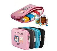 Shein 1 pieza Botiquín médico portátil para viajes, impreso con "Mi bolsa de medicamentos" y patrón de pastillas, bolsa portátil para medicamentos de campin