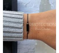 Shein 1 pieza, Brazalete con cordón de turmalina negra sin tarjeta, brazalete ajustable de obsidiana, brazaletes de protección para empáticos para hombres y