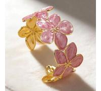 Shein 1 pieza Brazalete con forma de flor de esmalte colorido romántico, adecuado para que las mujeres lo usen en bodas o viajes, también como regalo del Dí