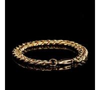 Shein 1 pieza Brazalete de acero inoxidable con baño de oro de 18K, brazalete minimalista de 5mm de ancho, joyería de moda unisex, regalo perfecto para el D